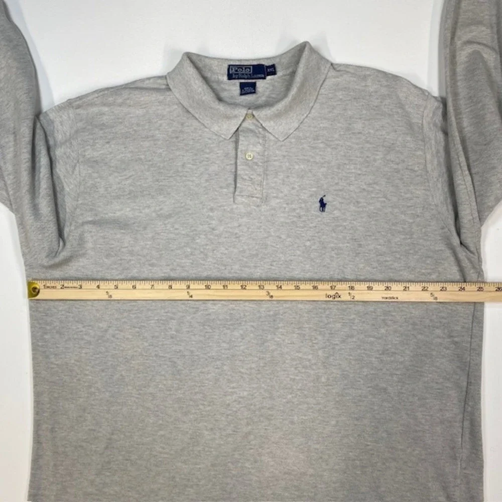 Polo Ralph Lauren Long Sleeve Polo Shirt Heather‎ Gray Mens XXL